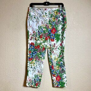 Soft Surroundings Floral Capri Pants Womens Petite M Multicolor Stretch Pull On